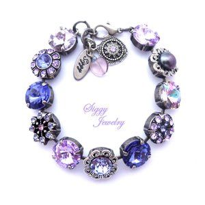 Swarovski Crystal Purple Heather Flower Bracelet